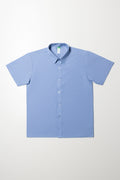 Short Sleeve Raised Collar Shirt Blue