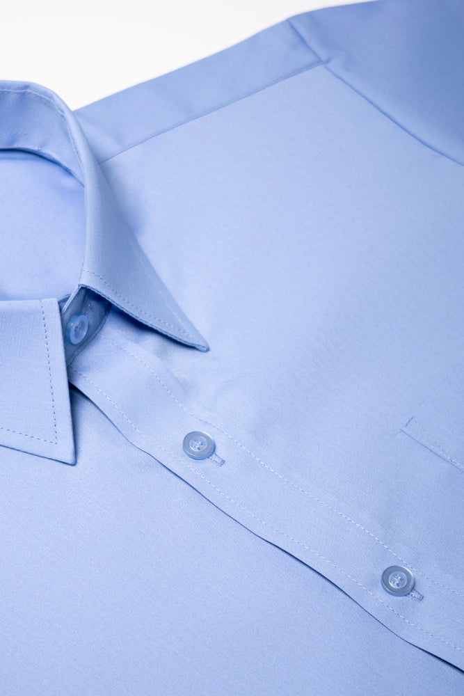 Short Sleeve Raised Collar Shirt Blue (3)