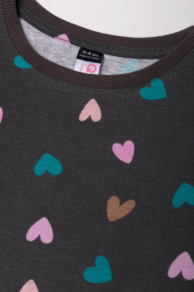 Heart Long Sleeve T-Shirt Dark Grey (1)