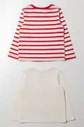 2 Pack Bear Long Sleeve T-Shirt Cream And Red (2)
