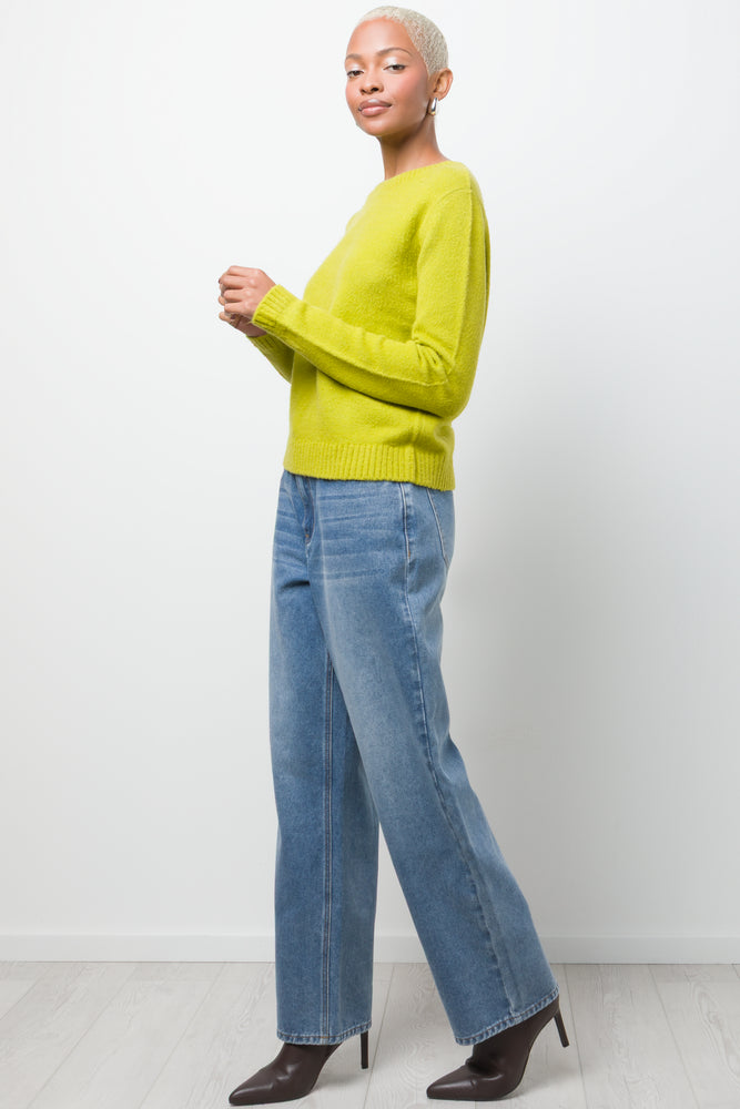 Rib Crew Neck Jersey Yellow