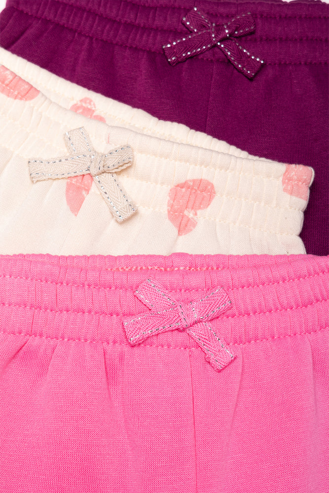 3 Pack Track Pants Burgundy, Natural And Pink