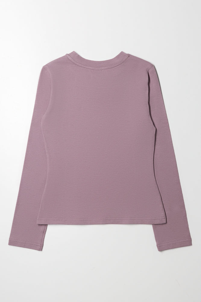 Long Sleeve Crew Neck T-Shirt Purple (2)