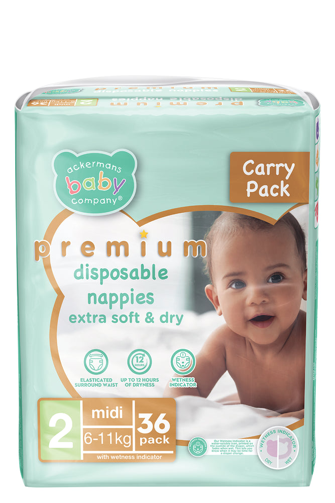 ABC Premium Midi Nappies 36'S
