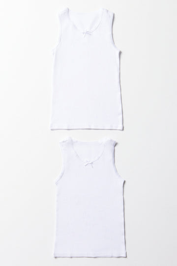 2 Pack Sleeveless Vests White