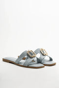 Cut Out Mule Sandals Blue
