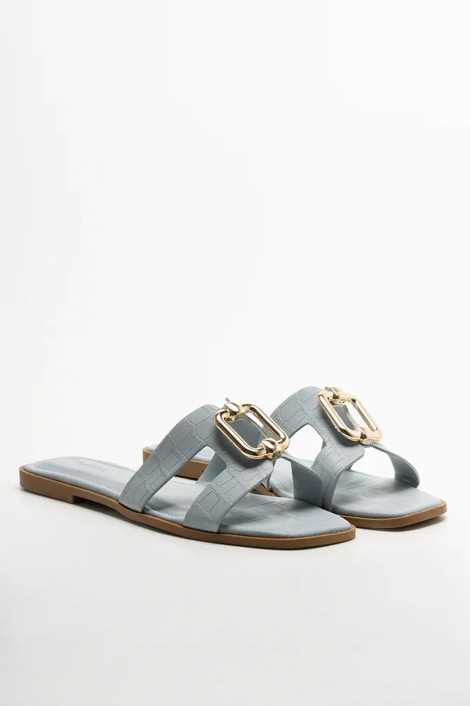 Cut Out Mule Sandals Blue