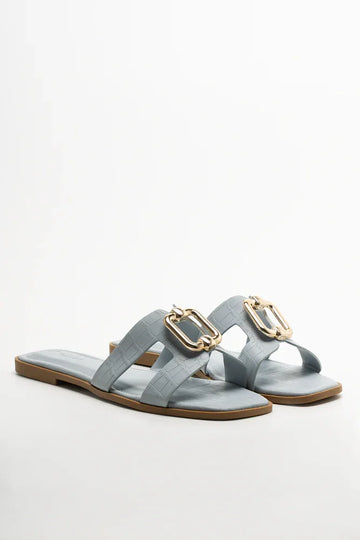 Cut Out Mule Sandals Blue