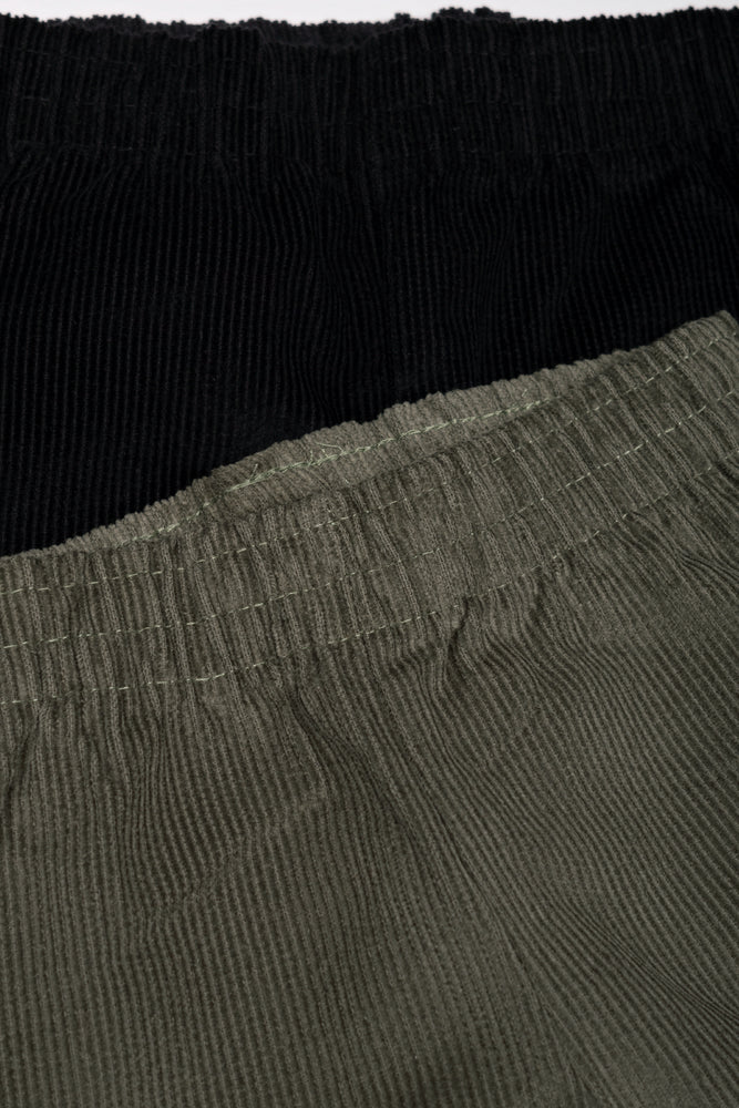 2 Pack Corduroy Cuffed Leg Pants Green And Black