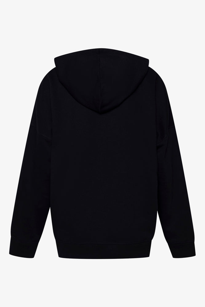 Hooded Fleece Zip Through Top Black
