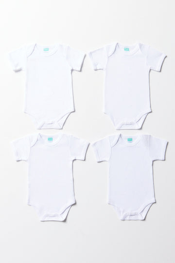 4 Pack Short Sleeve Bodyvests White