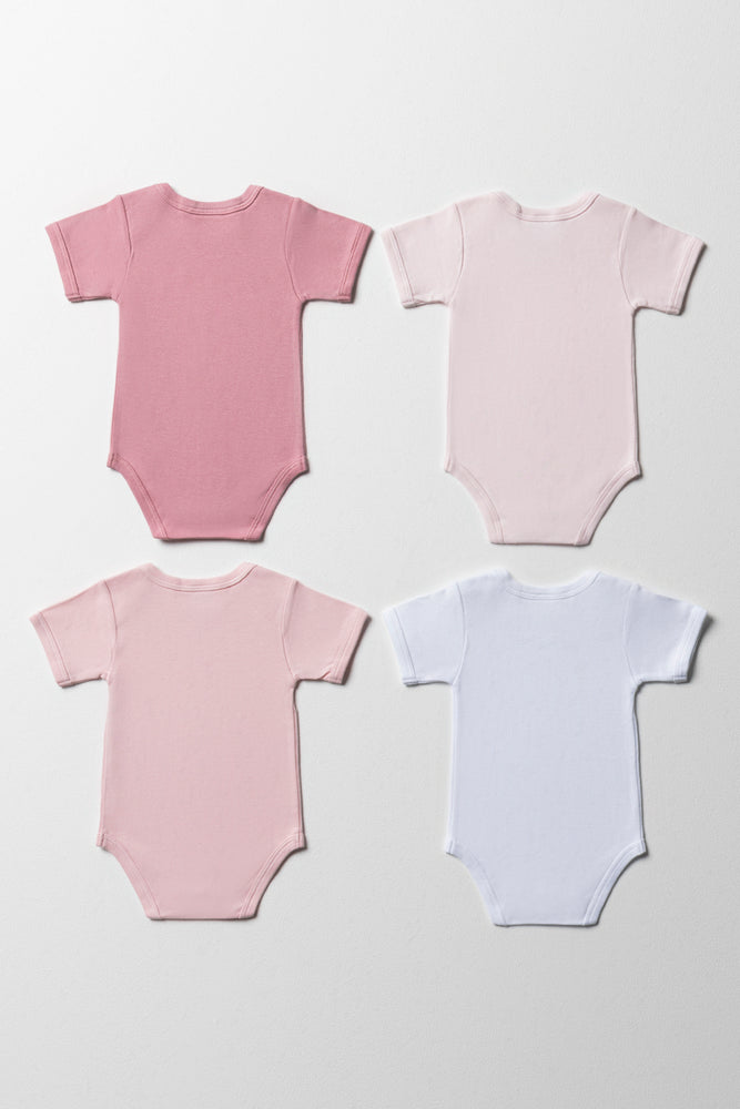 4 Pack Bodyvests Pink And White (2)