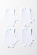 4 Pack Long Sleeve Bodyvests White