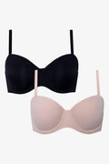 2 Pack Multiway Bras Small Black And Natural