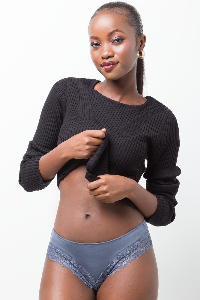 3 Pack Lace Trim Brazilian Blue & Grey