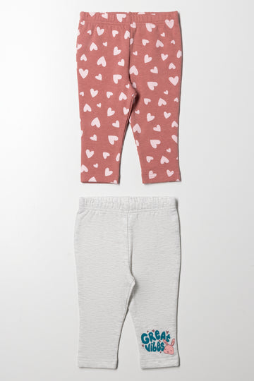 2 Pack Leggings Grey And Pink