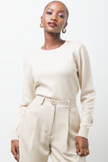 Embellished Long Sleeve Jersey Natural