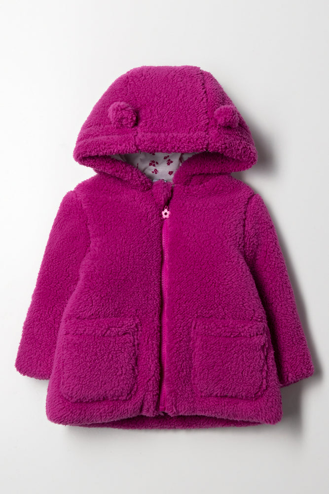 Zip Through Sherpa Jacket Purple