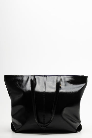 Large Patent Tote Bag Black