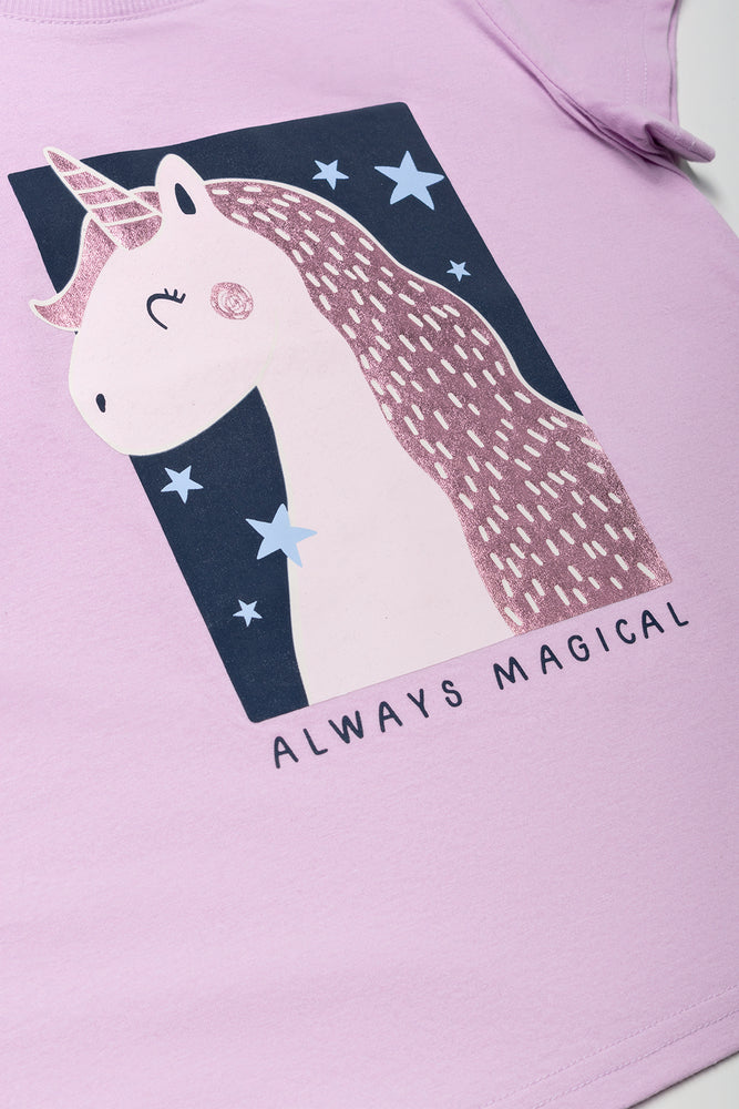 2 Pack Unicorn Short Sleeve T-Shirts Navy And Lilac (1)