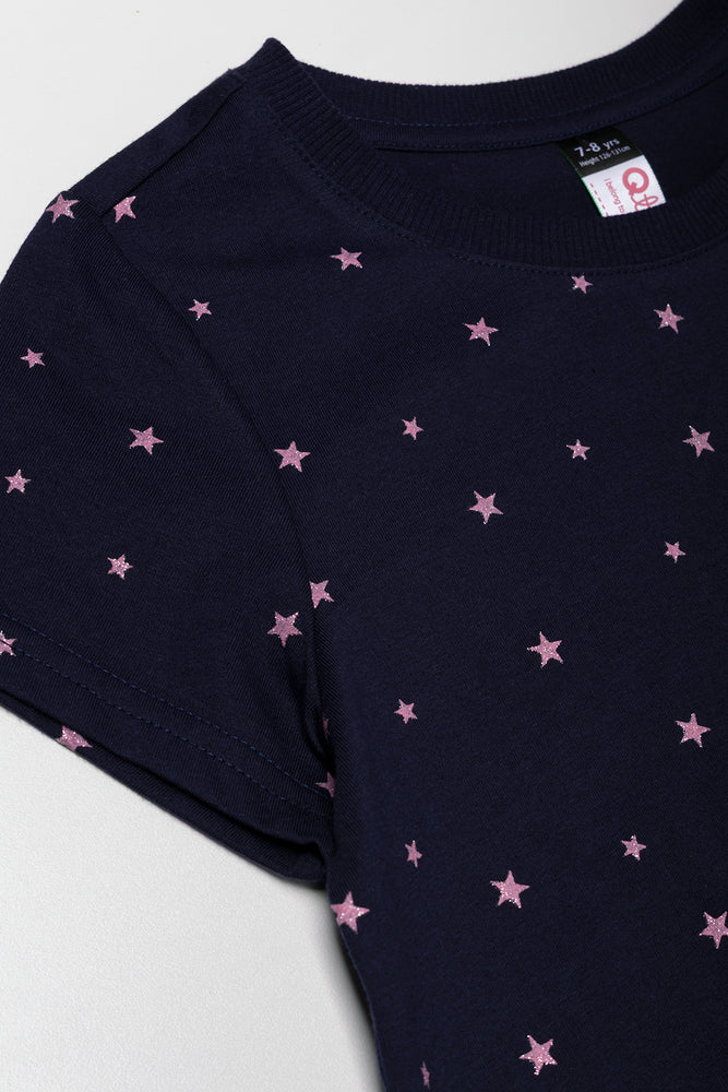 2 Pack Unicorn Short Sleeve T-Shirts Navy And Lilac (2)