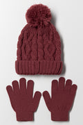 2 Piece Beanie And Gloves Set Pink