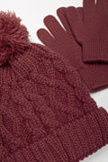 2 Piece Beanie And Gloves Set Pink (1)