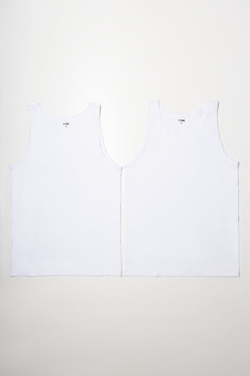 2 Pack Sleeveless Vests White