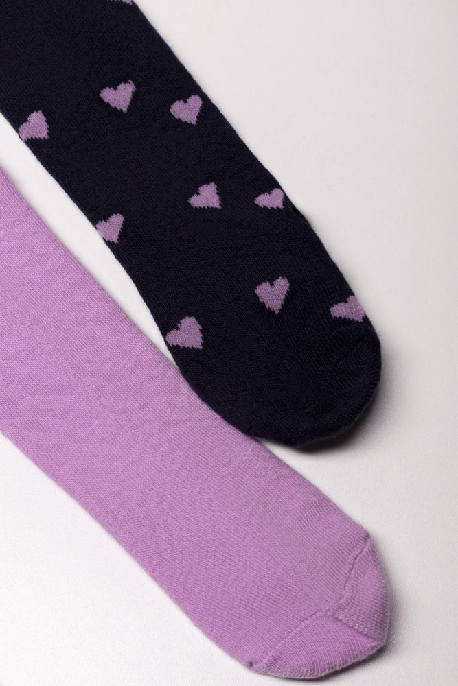 2 Pack Spot Tights Navy & Lilac