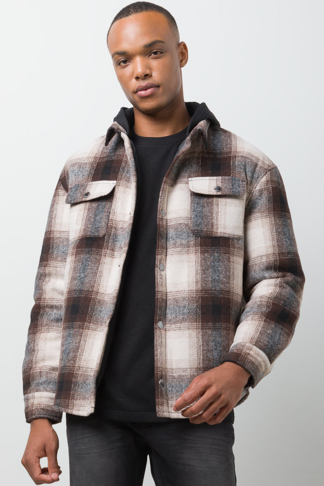 Hooded Shacket Brown