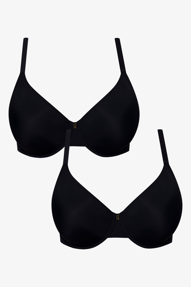 Plus Size 2 Pack T-Shirt Bras Black