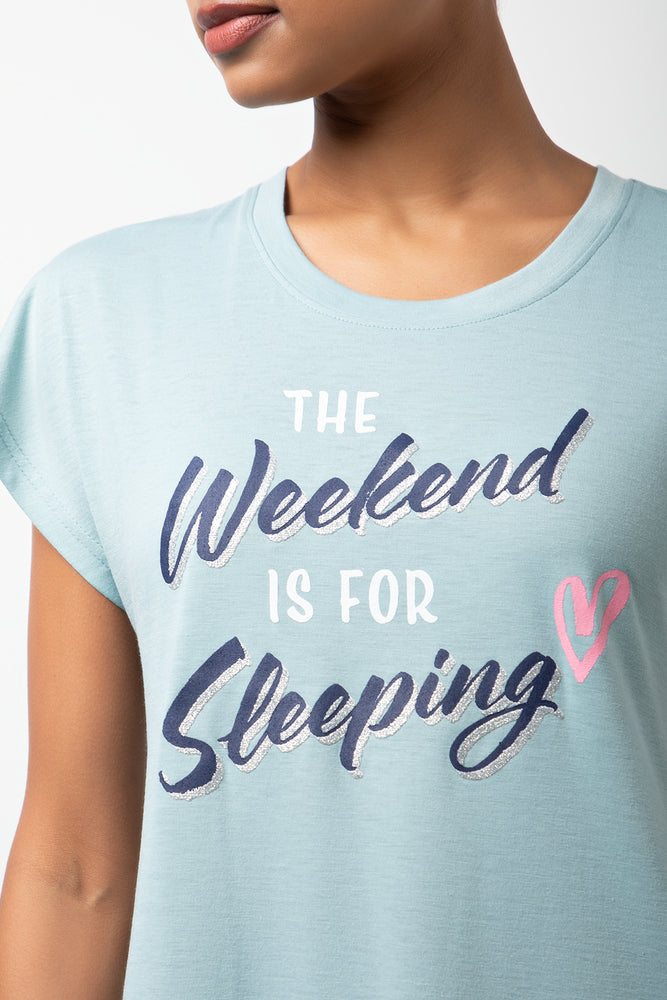 2 Pack The Weekend Is For Sleeping  Sleepshirts Grey And Light Blue (4)