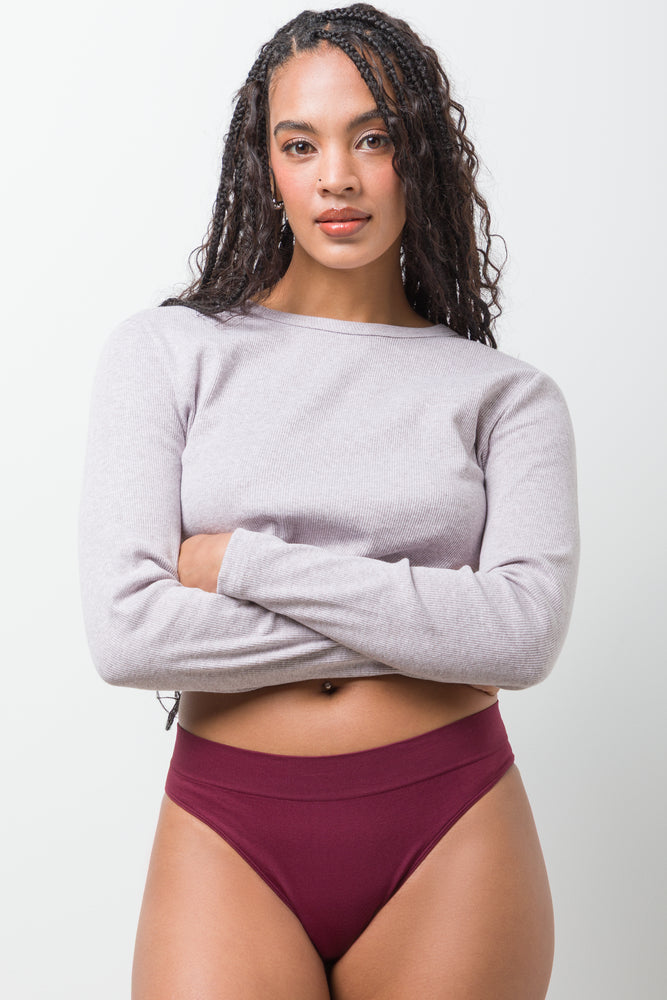 3 Pack Seamfree Brazilian Panties Burgundy, Natural And Black