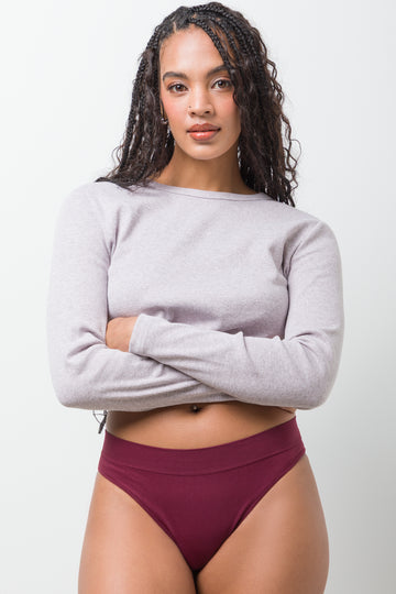 3 Pack Seamfree Brazilian Panties Burgundy, Natural And Black
