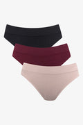 3 Pack Seamfree Brazilian Panties Burgundy, Natural And Black (1)