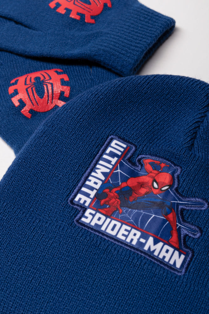 Spider-Man Beanie And Gloves Set Blue