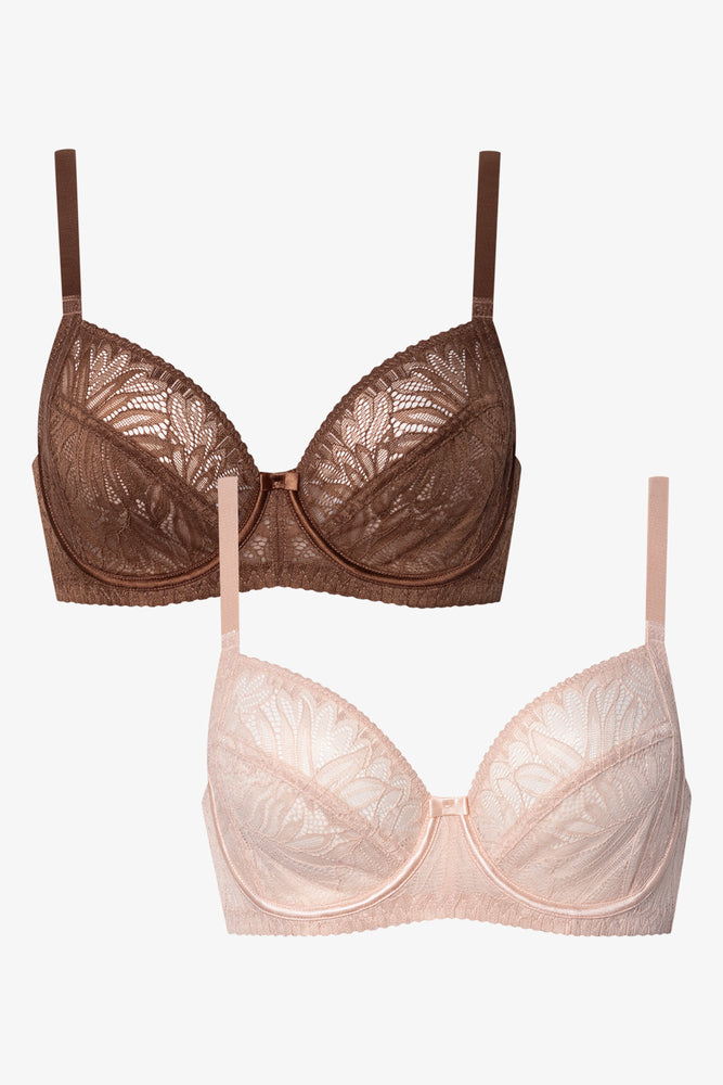 2 Pack Non Padded Underwire Bras Natural