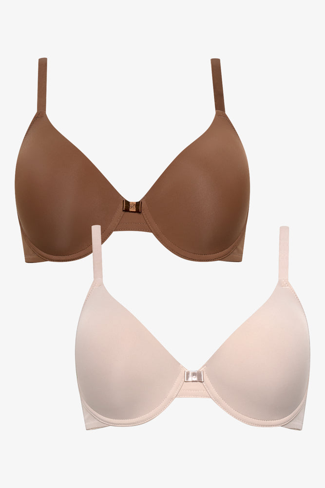 2 Pack Smooth T-Shirt Bras Natural And Brown (1)