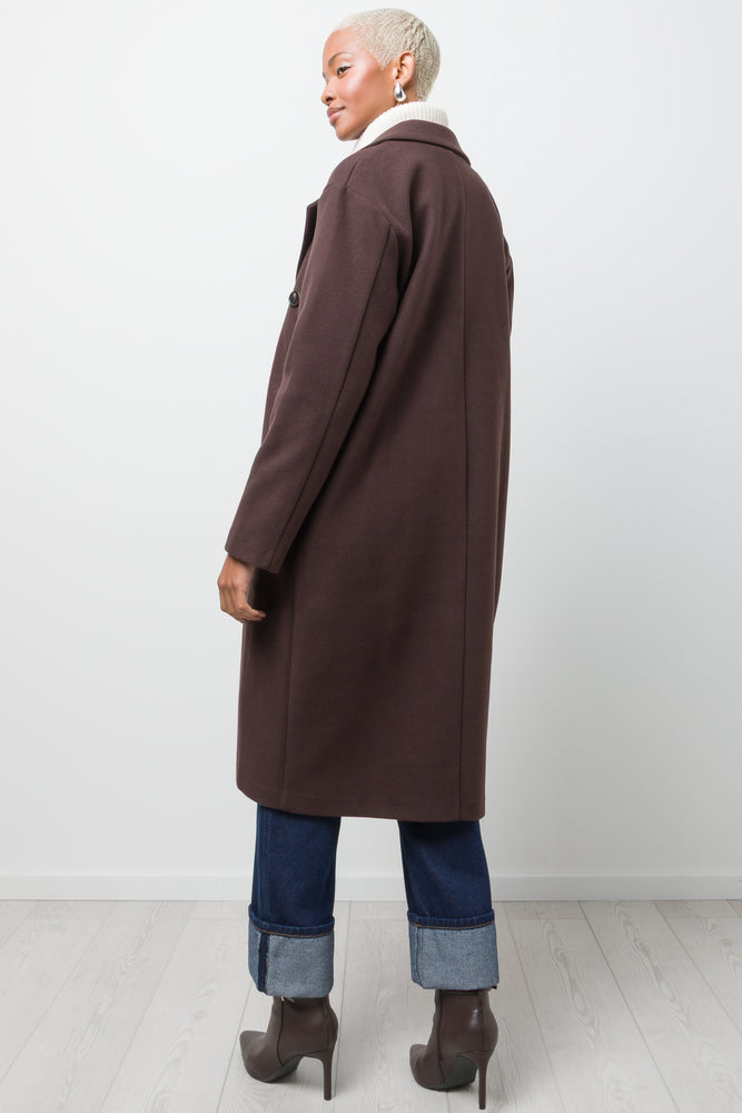 Double Breasted Melton Coat Brown (2)