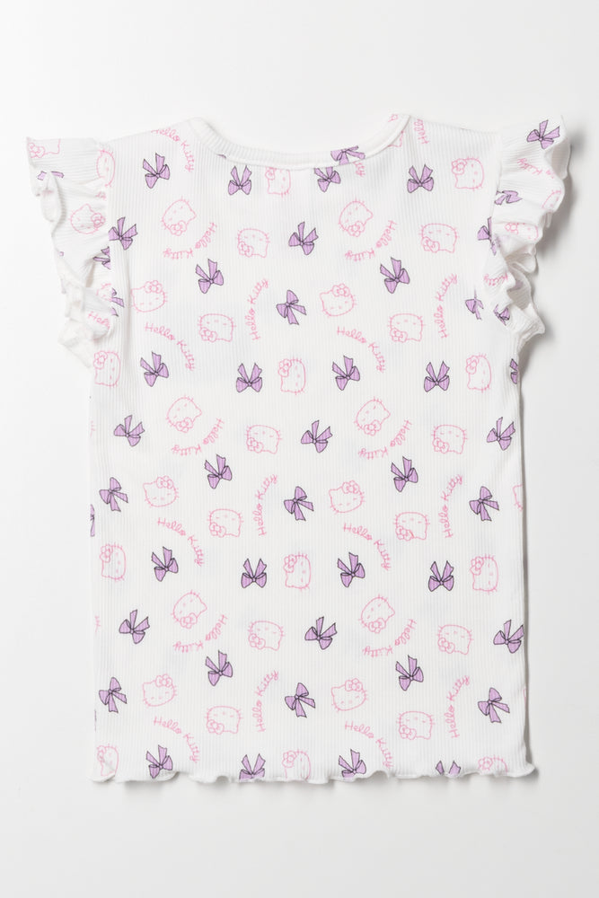 Hello Kitty Rib T-Shirt White (2)