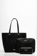 Quilted 3 Piece Bag Set Black