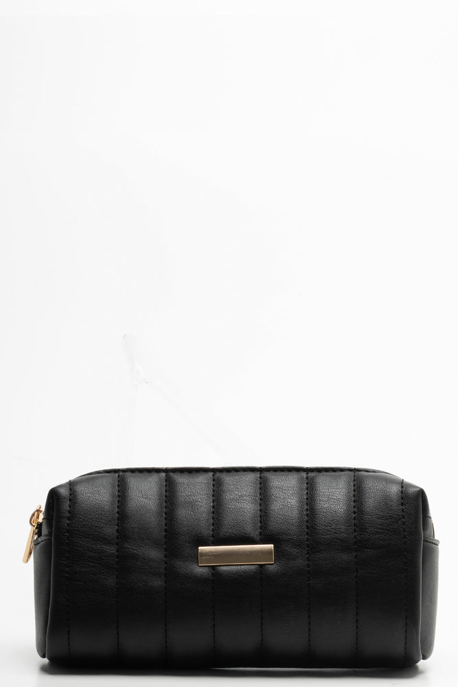Quilted 3 Piece Bag Set Black (3)