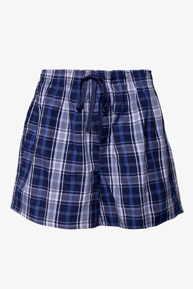 2 Pack Check Sleep Shorts Navy (2)