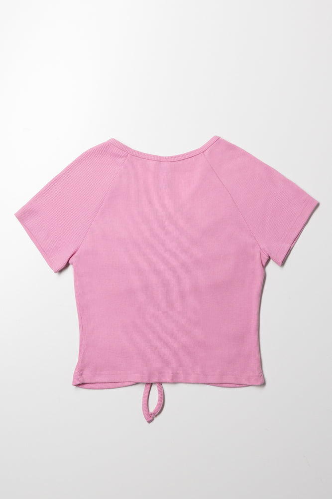 Drawstring T-Shirt Pink (2)