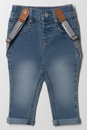 Denim with Braces Mid Blue