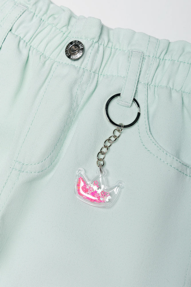 Relaxed Paperbag Denim Jeans Aqua