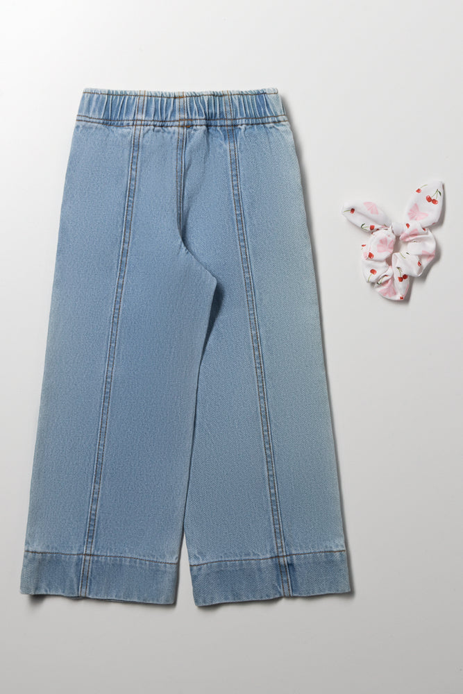 Wide Leg Denim Jeans Light Blue (3)