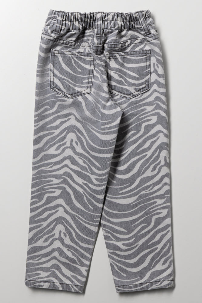 Animal Print Denim Jeans Grey (2)