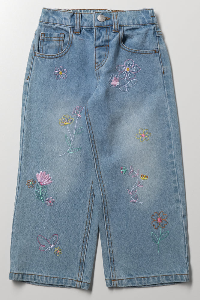 Wide Leg Denim Jeans Blue