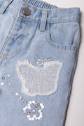 Butterfly Patch Wide Leg Denim Jeans Blue (1)
